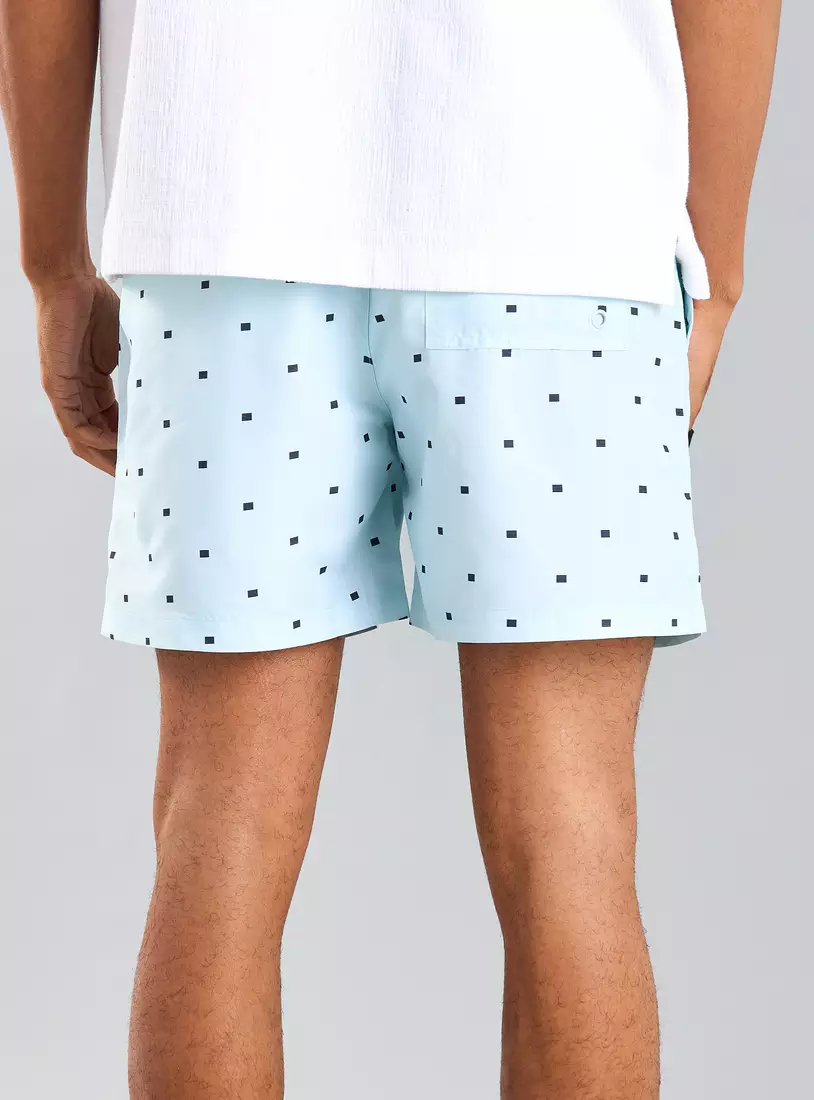 All-Over Print Swim Shorts with Drawstring Closure-2