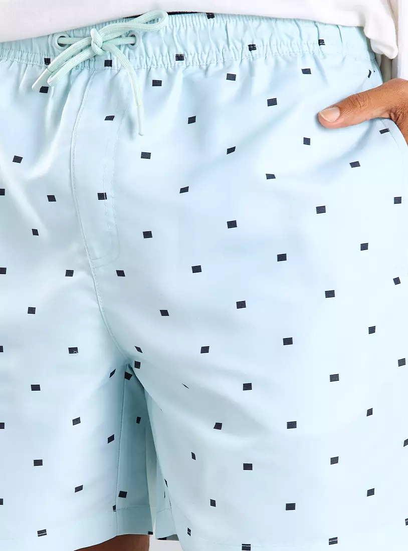 All-Over Print Swim Shorts with Drawstring Closure-3