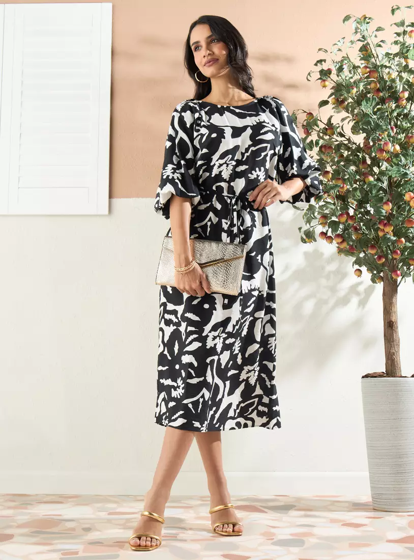 All-Over Printed Midi Dress-4