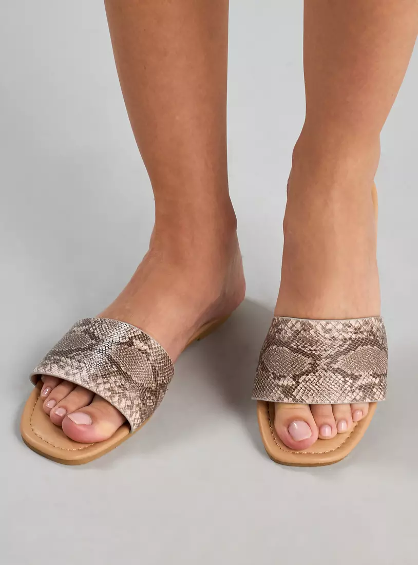 Animal Print Slip-On Sandals-2