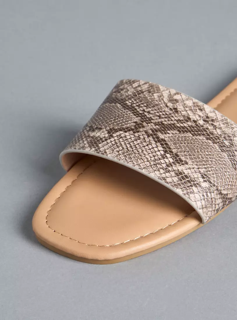 Animal Print Slip-On Sandals-4