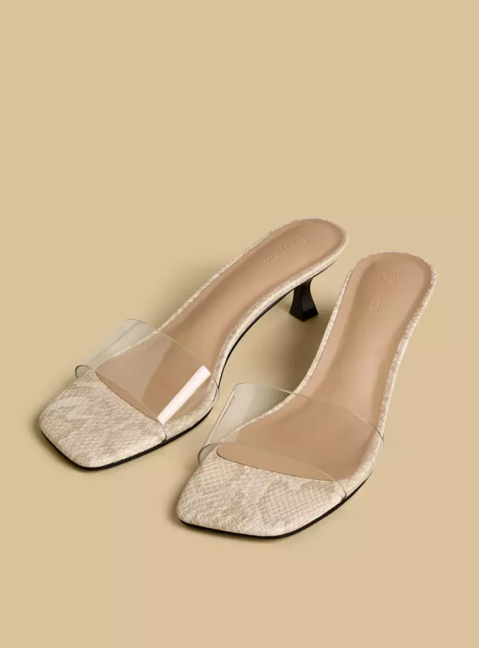 Animal Print Slip-On Sandals with Kitten Heels-1