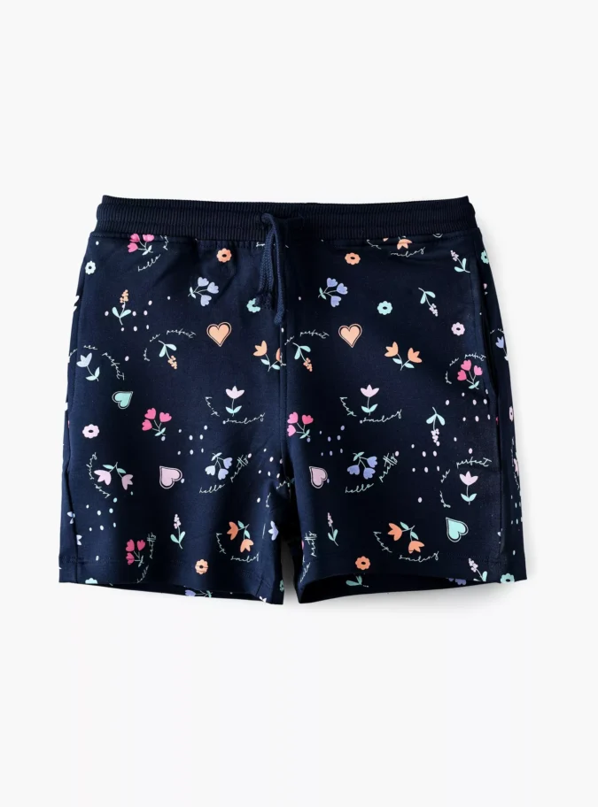 Babyqlo Floral & Heart Printed Elasticated Shorts-1