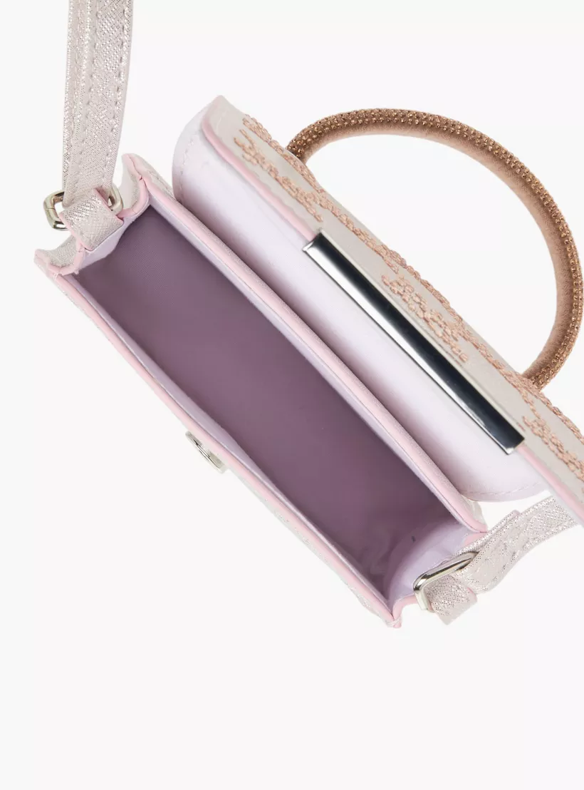 Barbie Embellished Crossbody Bag with Adjustable Strap and Flap Closure-4