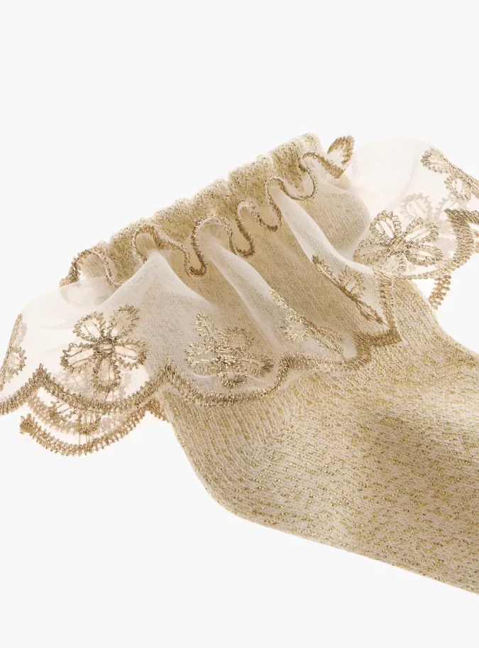 Barefeet Floral Lace Ankle Length Socks with Frill Detail - Set of 2-3