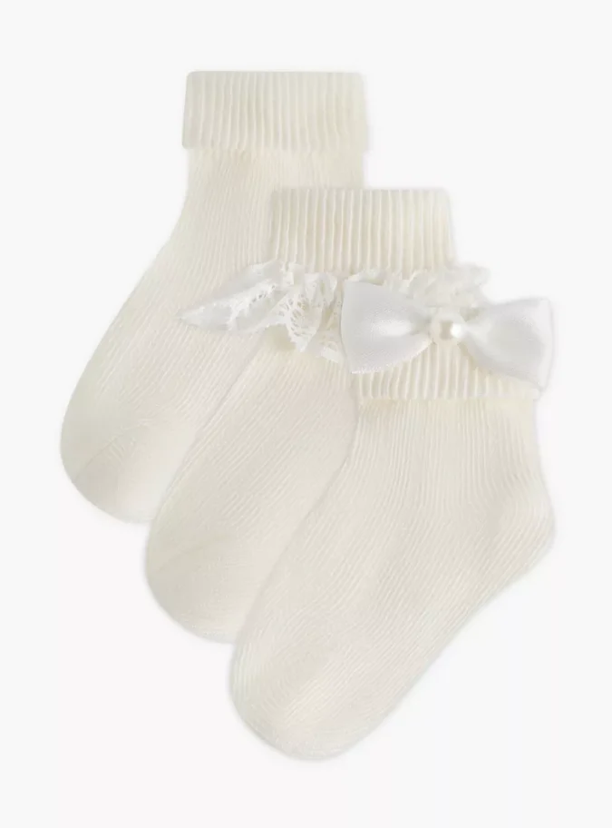 Barefeet Frill Detail Non Terry Ankle Length Socks - Set of 3-1