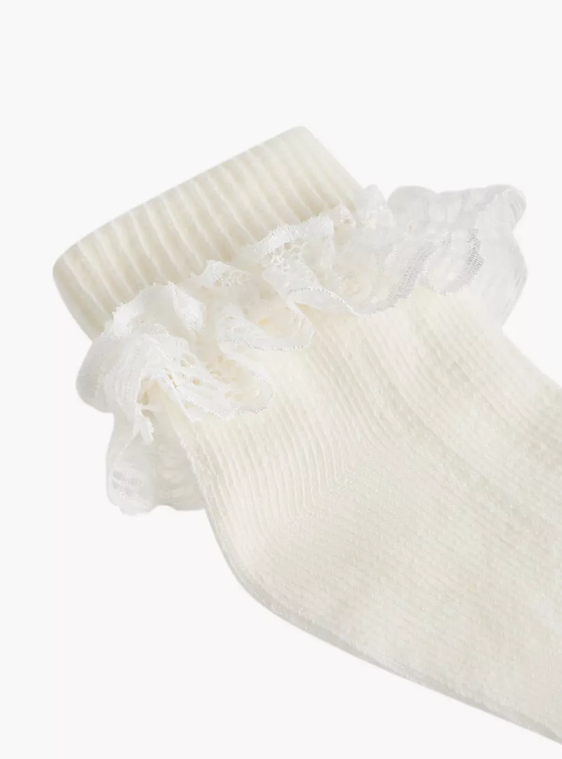 Barefeet Frill Detail Non Terry Ankle Length Socks - Set of 3-3