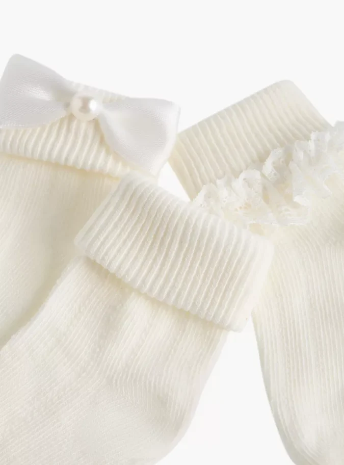 Barefeet Frill Detail Non Terry Ankle Length Socks - Set of 3-4