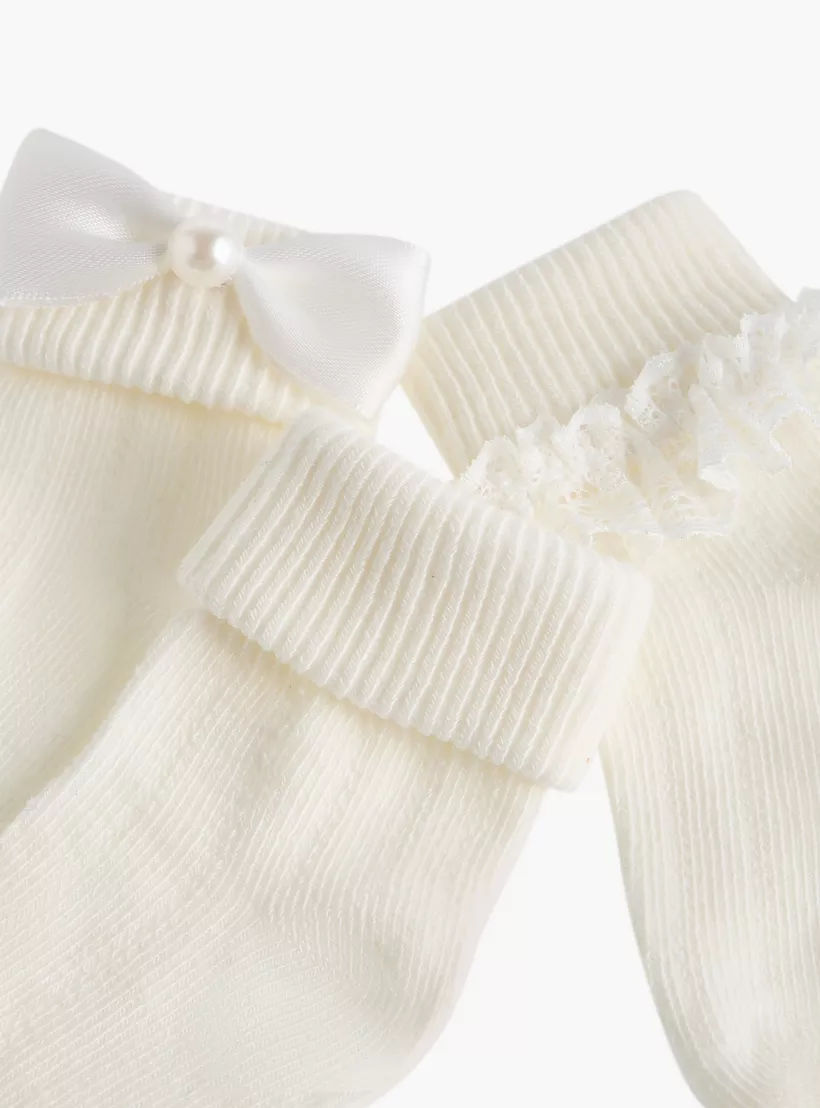 Barefeet Frill Detail Non Terry Ankle Length Socks - Set of 3-4