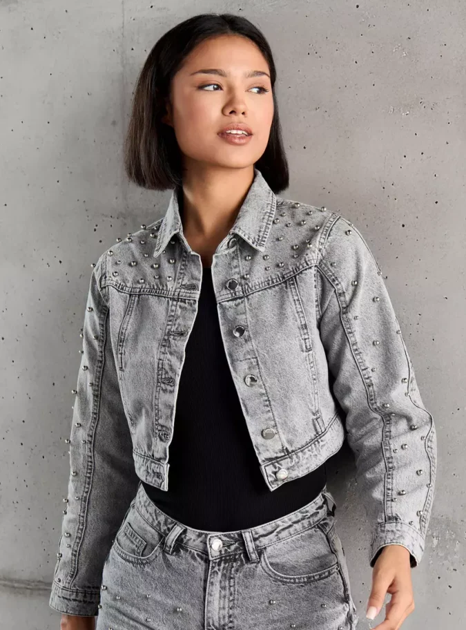 Bead Embellished Denim Jacket-1