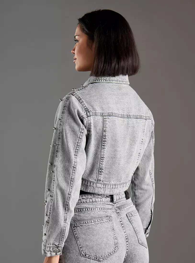 Bead Embellished Denim Jacket-2