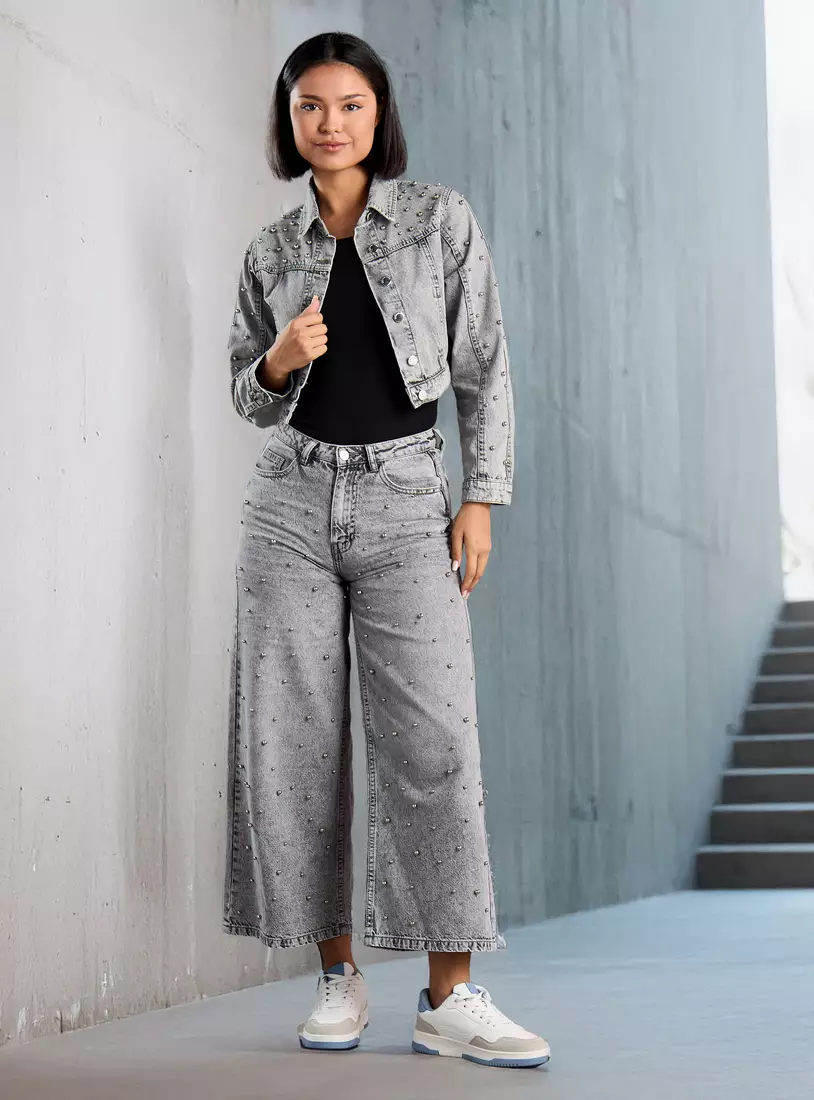 Bead Embellished Denim Jacket-4