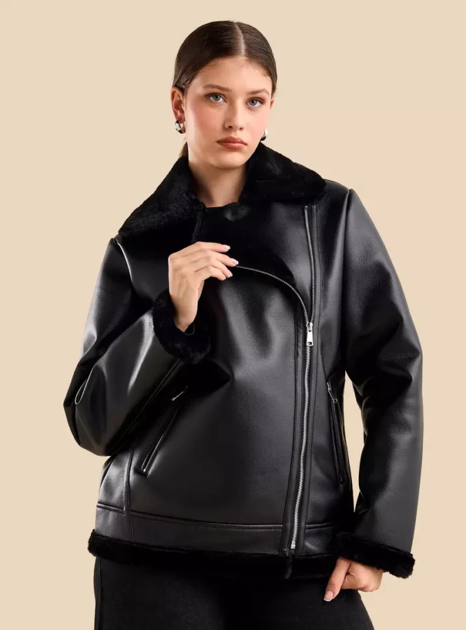 Biker Jacket with Zip Closure-1