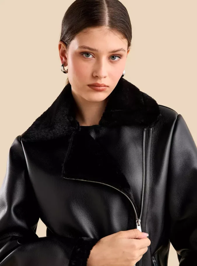 Biker Jacket with Zip Closure-3