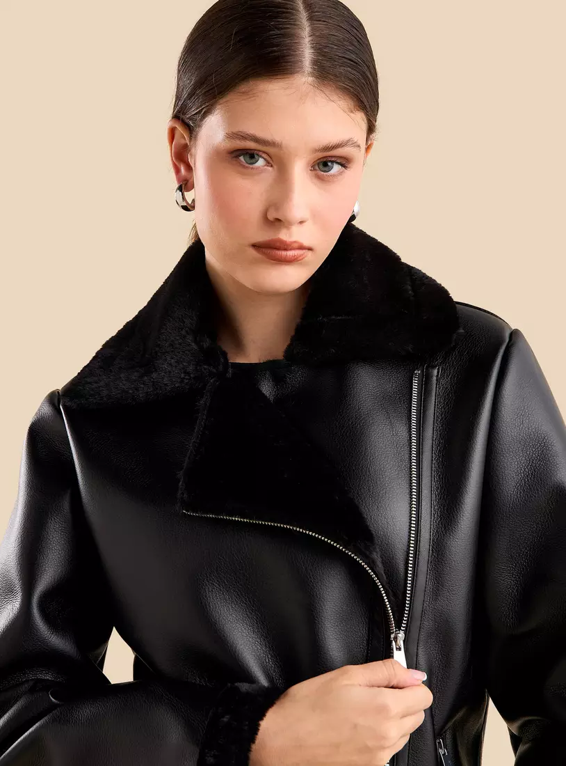 Biker Jacket with Zip Closure-3