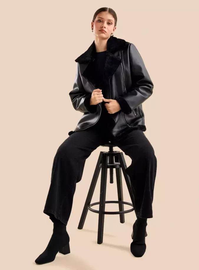 Biker Jacket with Zip Closure-4