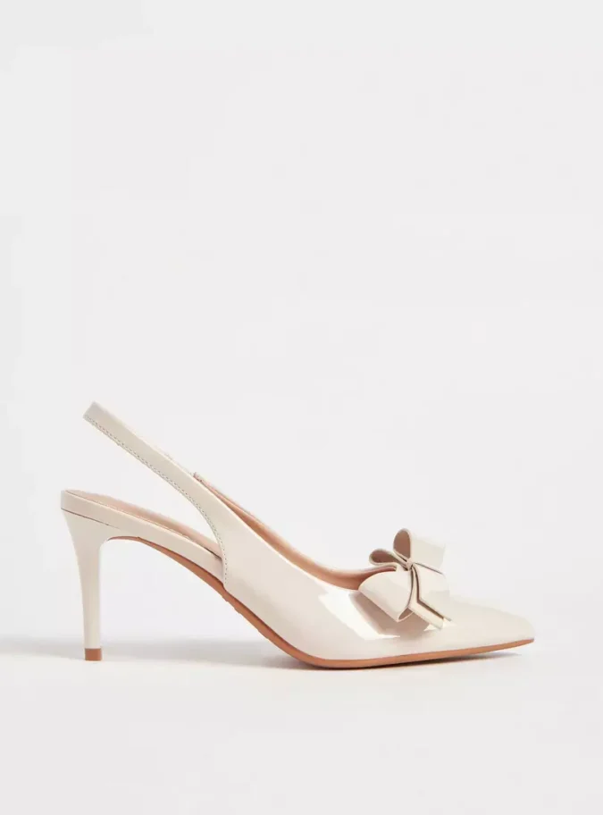 Bow Accent Slingback Slip-On Sandals with Stiletto Heels-1