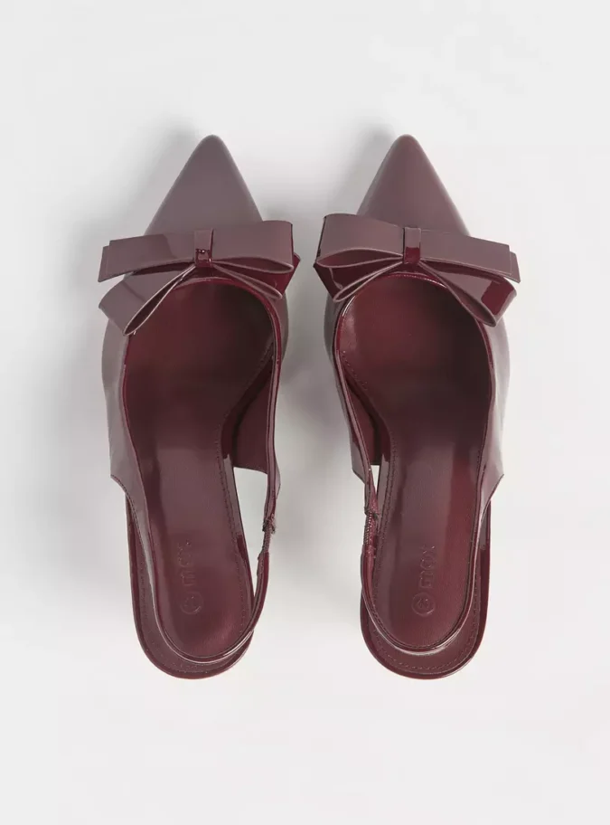 Bow Accent Slingback Slip-On Sandals with Stiletto Heels-3