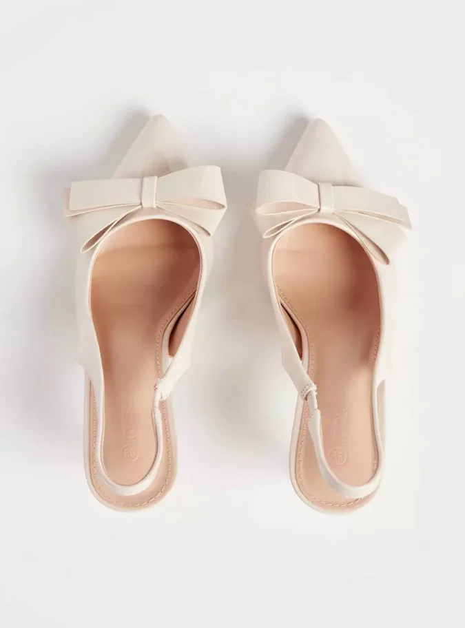 Bow Accent Slingback Slip-On Sandals with Stiletto Heels-3