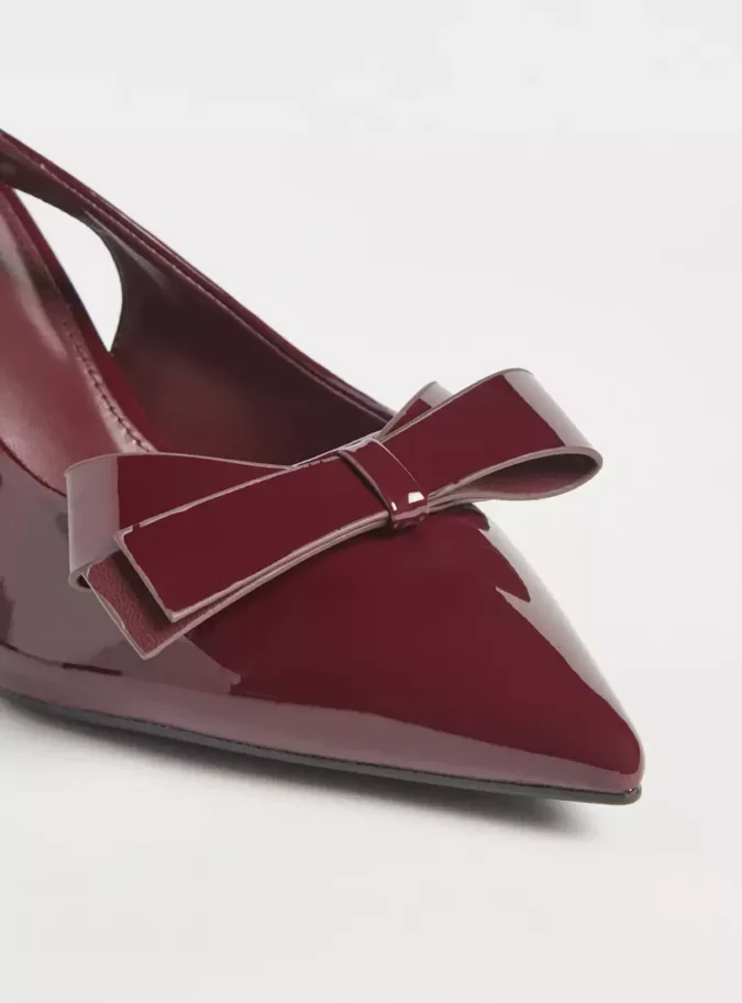 Bow Accent Slingback Slip-On Sandals with Stiletto Heels-4