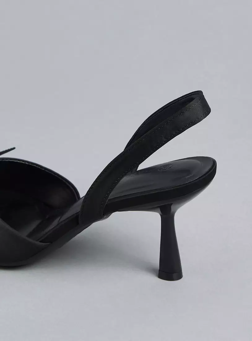 Bow Embellished Slingback Sandals with Stiletto Heels-4