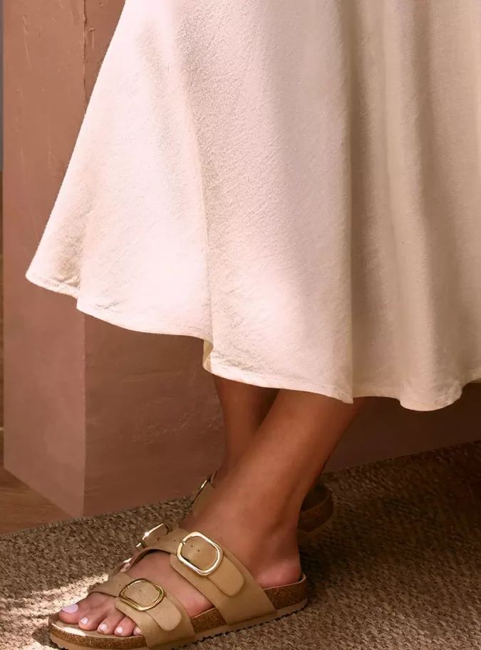 Buckle Detail Slip-On Sandals-1