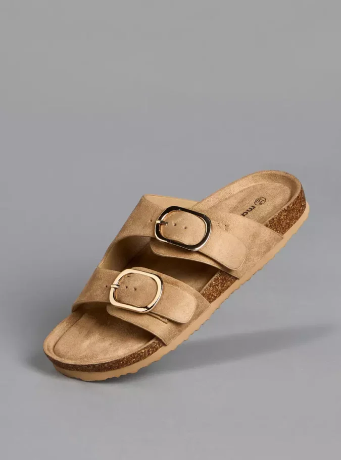Buckle Detail Slip-On Sandals-2