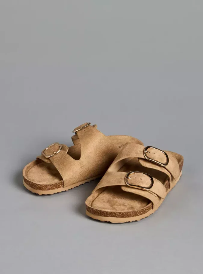 Buckle Detail Slip-On Sandals-3