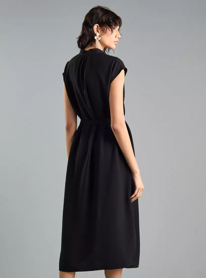 Button Detail Midi Dress-2