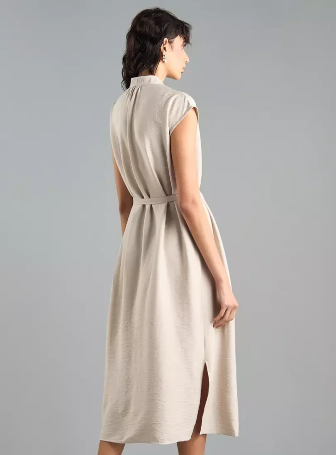 Button Detail Midi Dress-2