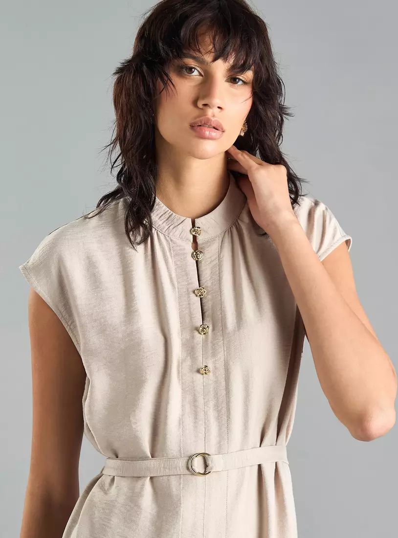 Button Detail Midi Dress-3