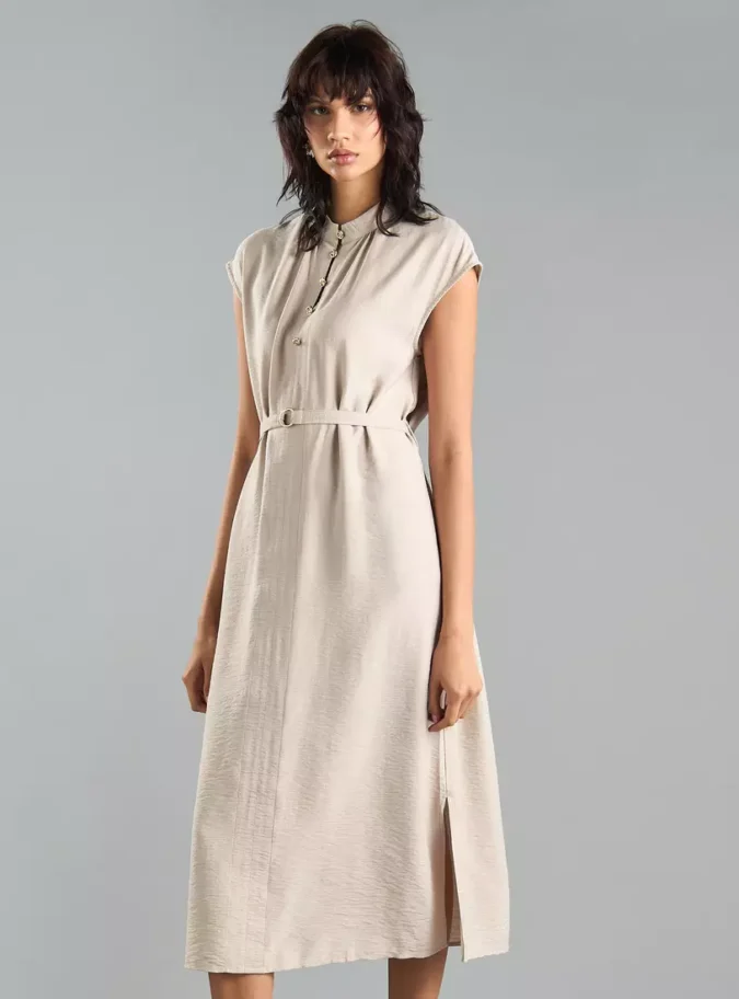 Button Detail Midi Dress-4