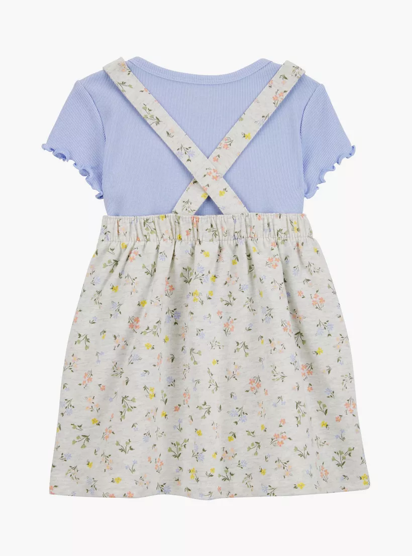 Carter's Floral Printed Short Sleeves T-Shirt with Dress-3