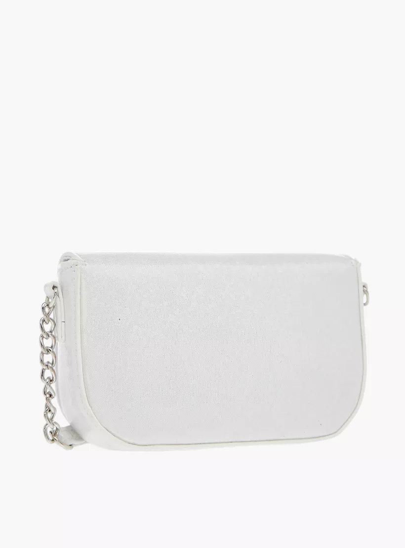 Celeste Bow Embellished Crossbody Bag with Chain Detail Strap and Flap Closure-3