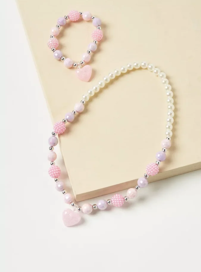 Charmz Bead Embellished Necklace and Bracelet Set-