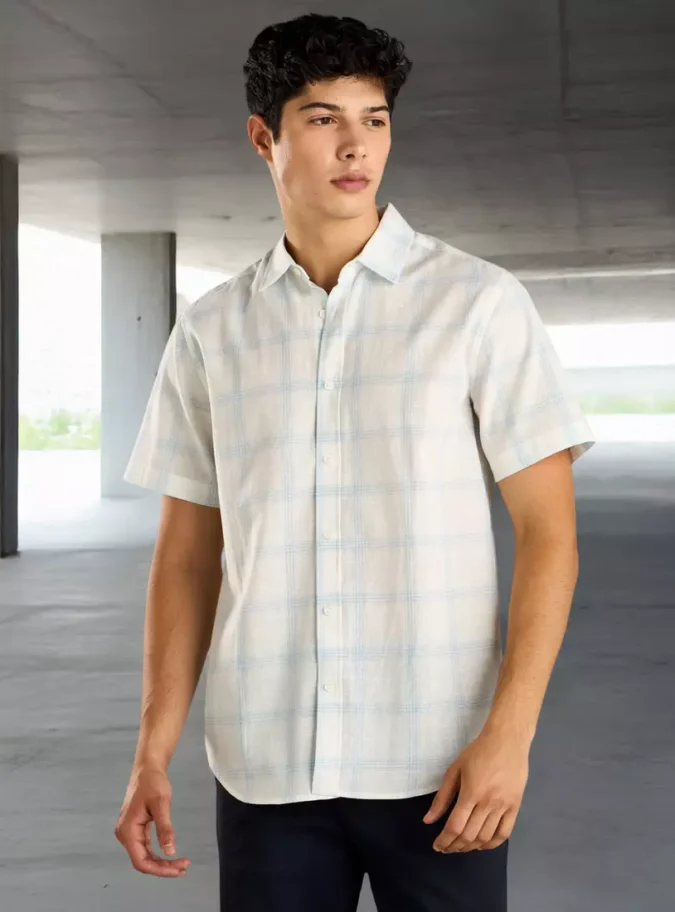 Checked Cotton Slub Shirt-1