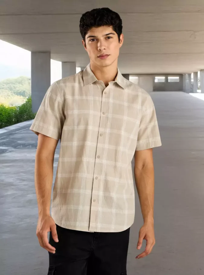 Checked Cotton Slub Shirt-1