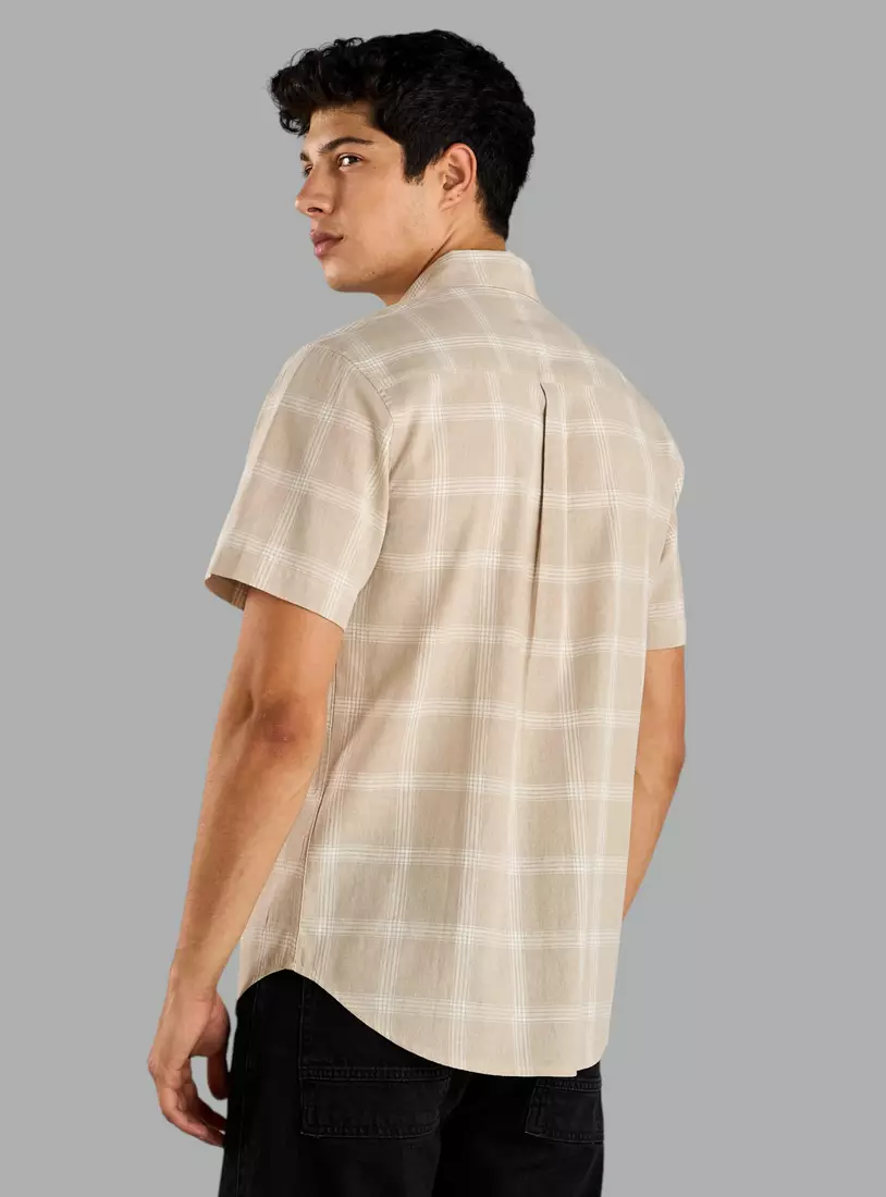 Checked Cotton Slub Shirt-2