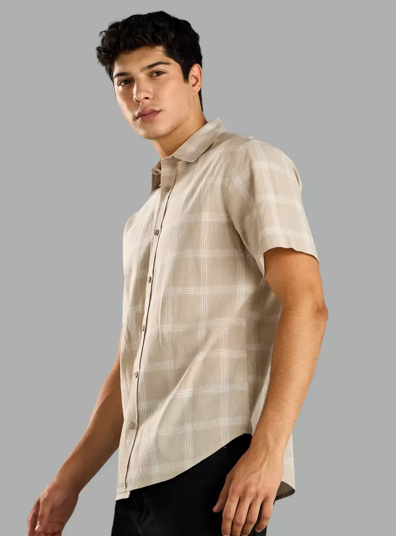 Checked Cotton Slub Shirt-4