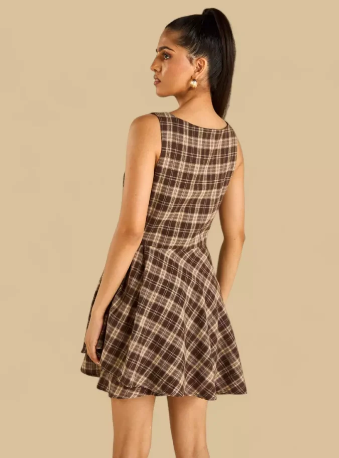Checked Dress with Buckle Detail-2