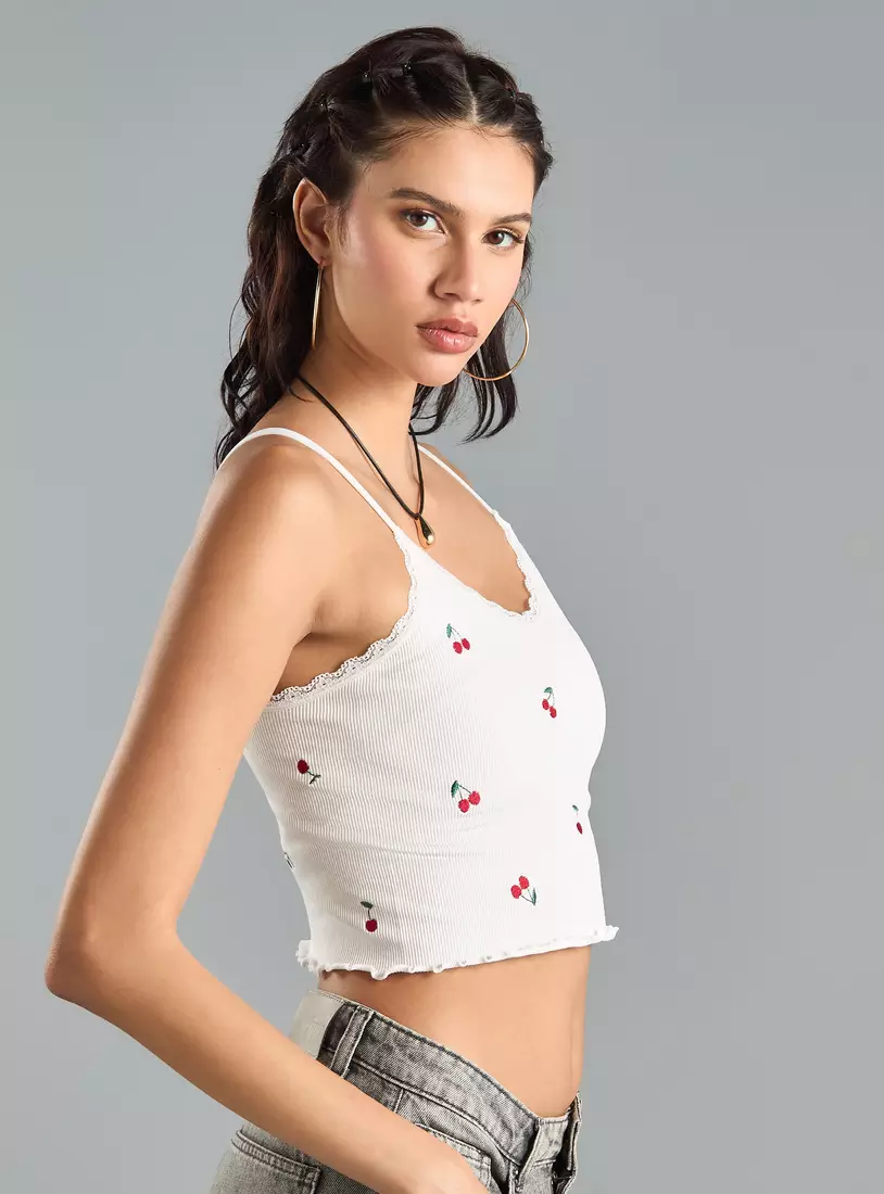 Cherry Embroidered Camisole-4