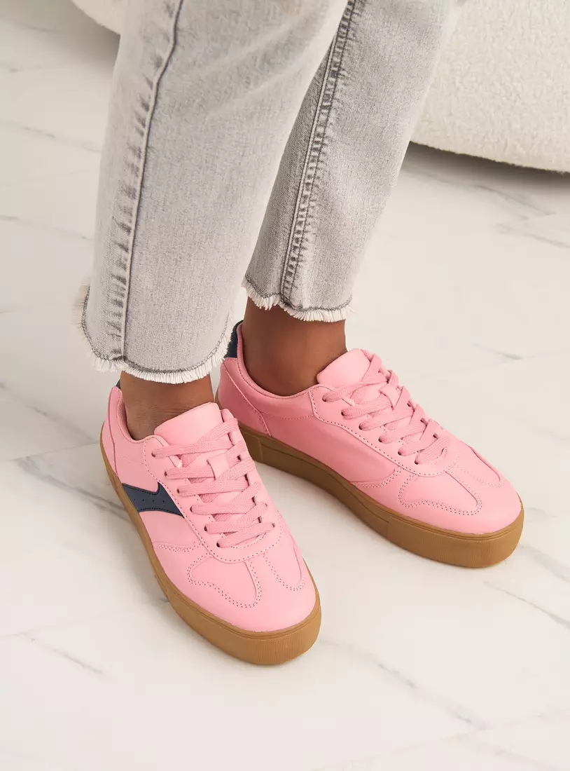 Colourblock Sports Shoes with Lace-Up Closure-2