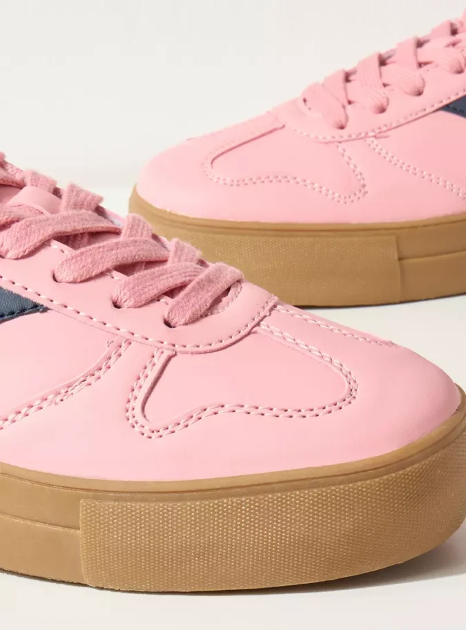 Colourblock Sports Shoes with Lace-Up Closure-3