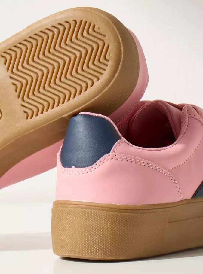 Colourblock Sports Shoes with Lace-Up Closure-4