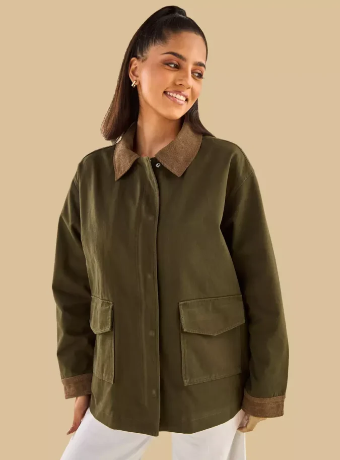 Contrast Collar Jacket-1