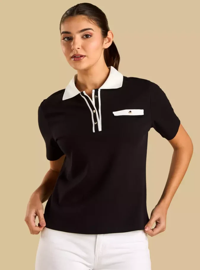 Contrast Collar Polo T-shirt-1