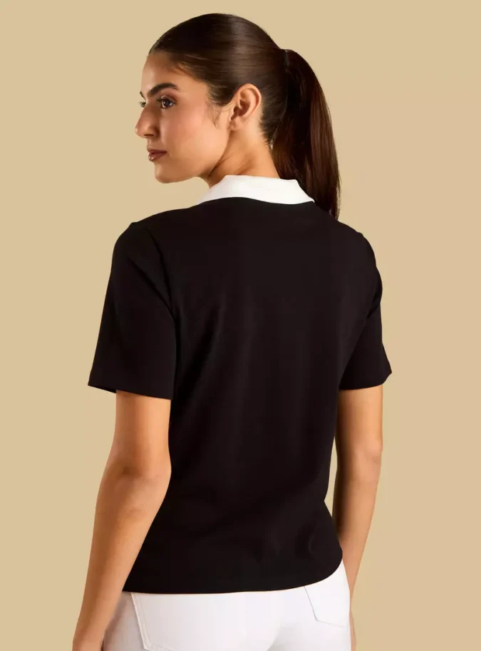 Contrast Collar Polo T-shirt-2