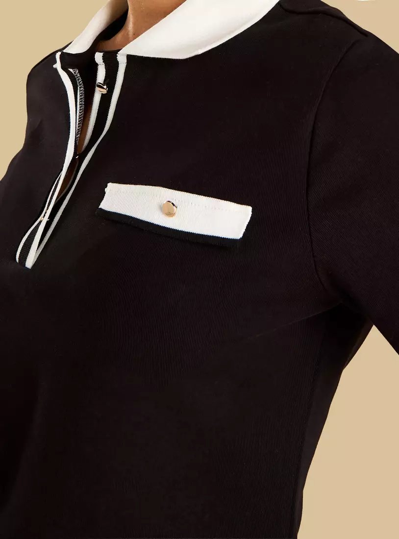 Contrast Collar Polo T-shirt-3