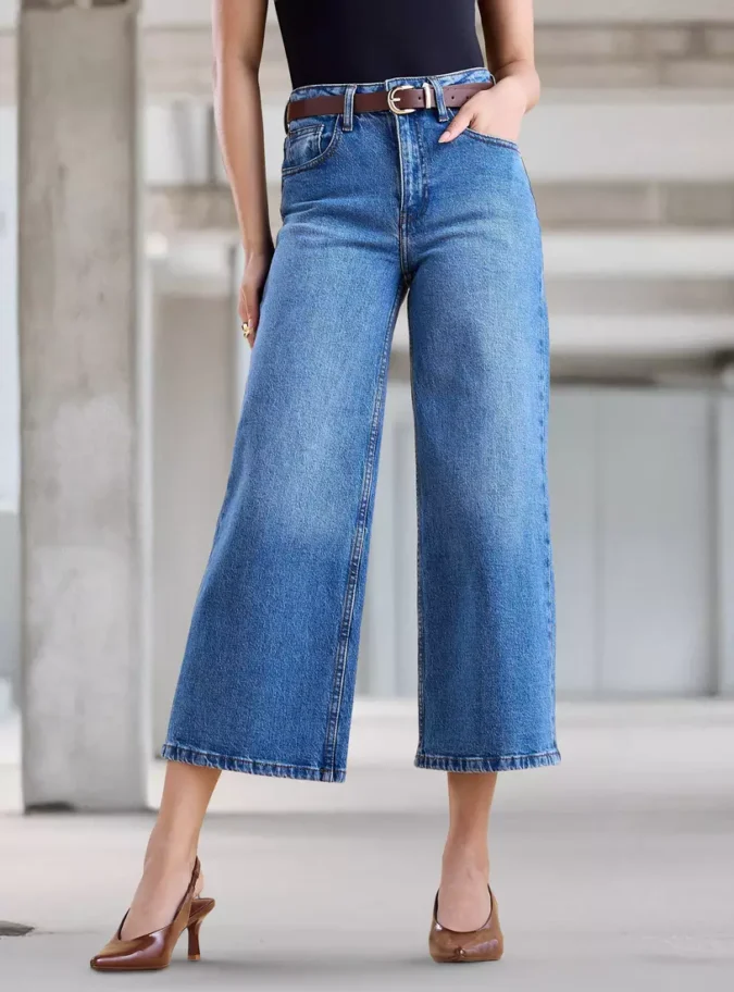 Denim Culottes with Belt-1