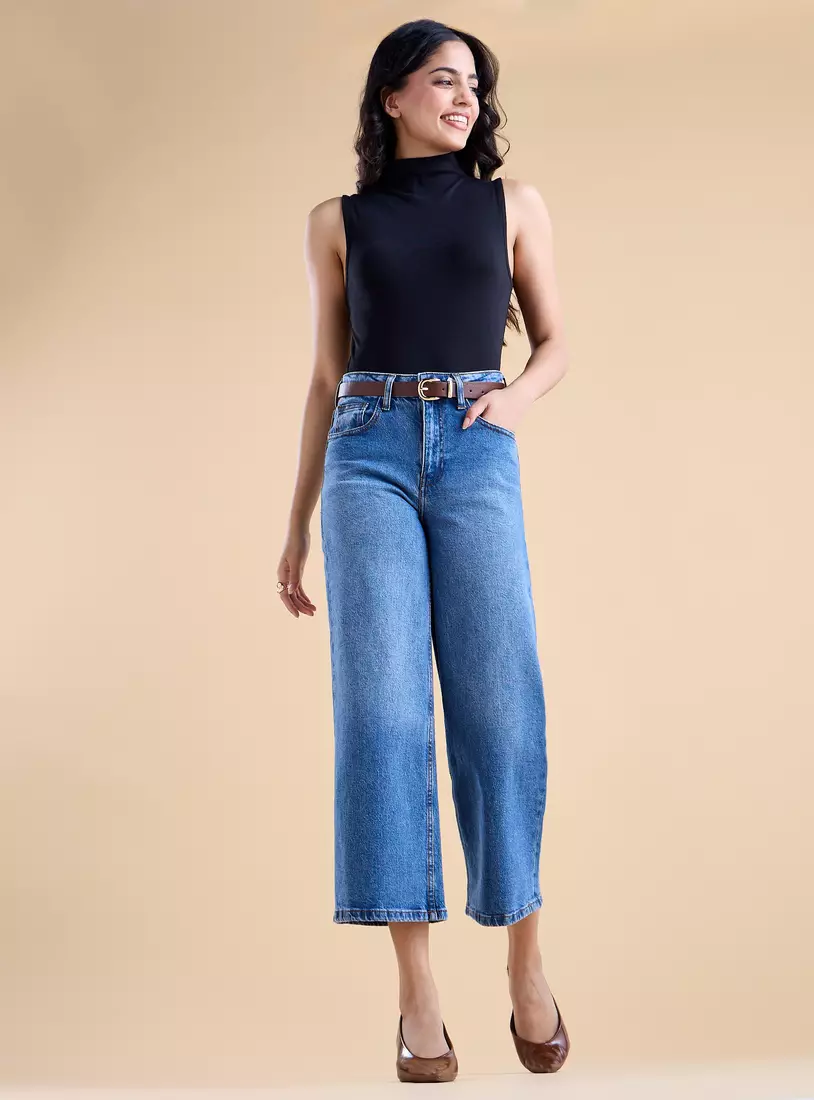 Denim Culottes with Belt-4